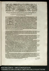 Magna Carta - 1587 compilation - Acknowledge Sir George Grey Special Collections